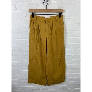 Margot Molyneux Women's Wide Leg Pleated Trouser Pant Yellow Size Small